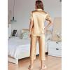 Ekouaer Womens Satin Pajamas Silk Capri Pjs 2 Piece Lounge Sets Short Sleeve Button Down Sleepwear(Light Camel Color)