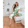 Ekouaer Womens Satin Pajamas Silk Capri Pjs 2 Piece Lounge Sets Short Sleeve Button Down Sleepwear(Light Green)