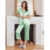 Ekouaer Womens Satin Pajamas Silk Capri Pjs 2 Piece Lounge Sets Short Sleeve Button Down Sleepwear(Light Green)