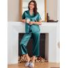 Ekouaer Womens Satin Pajamas Silk Capri Pjs 2 Piece Lounge Sets Short Sleeve Button Down Sleepwear(Peacock Blue)