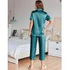 Ekouaer Womens Satin Pajamas Silk Capri Pjs 2 Piece Lounge Sets Short Sleeve Button Down Sleepwear(Peacock Blue)