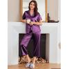 Ekouaer Womens Satin Pajamas Silk Capri Pjs 2 Piece Lounge Sets Short Sleeve Button Down Sleepwear(Purple Wine)