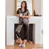 Ekouaer Womens Satin Pajamas Silk Capri Pjs 2 Piece Lounge Sets Short Sleeve Button Down Sleepwear(Sudan Brown)