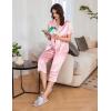 Ekouaer Womens Satin Pajamas Silk Capri Pjs 2 Piece Lounge Sets Short Sleeve Button Down Sleepwear(Veiled Rose)