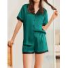 Ekouaer Womens Silk Satin Pajama Set Short Sleeve PJs 2 Piece Button Down Top and Shorts Notch Collar Sleepwear Sets Soft Pjs(B1_sea Green)