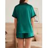 Ekouaer Womens Silk Satin Pajama Set Short Sleeve PJs 2 Piece Button Down Top and Shorts Notch Collar Sleepwear Sets Soft Pjs(B1_sea Green)