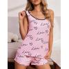 Ekouaer Womens Tank Top Pajama Set Comfy Sleeveless Sleepwear Racerback Cami and Shorts Pjs 2 Piece Summer Loungewear(Pink Love)