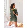 Ekouaer Women’s Waffle Knit Two Piece Lounge Set, Soft Matching Outfits for Daily Wear, Casual Shorts Set with Pocket(Army Green)