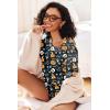 Ekouaer Women’s Waffle Knit Two Piece Lounge Set, Soft Matching Outfits for Daily Wear, Casual Shorts Set with Pocket(Black Pumpkin Print)