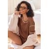 Ekouaer Women’s Waffle Knit Two Piece Lounge Set, Soft Matching Outfits for Daily Wear, Casual Shorts Set with Pocket(Caramel Colour)