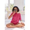 Ekouaer Women’s Waffle Knit Two Piece Lounge Set, Soft Matching Outfits for Daily Wear, Casual Shorts Set with Pocket(Hot Pink)