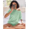 Ekouaer Women’s Waffle Knit Two Piece Lounge Set, Soft Matching Outfits for Daily Wear, Casual Shorts Set with Pocket(Ice Green)