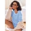 Ekouaer Women’s Waffle Knit Two Piece Lounge Set, Soft Matching Outfits for Daily Wear, Casual Shorts Set with Pocket(Light Blue)