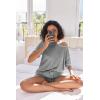 Ekouaer Women’s Waffle Knit Two Piece Lounge Set, Soft Matching Outfits for Daily Wear, Casual Shorts Set with Pocket(Light Gray)