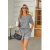 Ekouaer Women’s Waffle Knit Two Piece Lounge Set, Soft Matching Outfits for Daily Wear, Casual Shorts Set with Pocket(Light Gray)