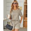 Ekouaer Women’s Waffle Knit Two Piece Lounge Set, Soft Matching Outfits for Daily Wear, Casual Shorts Set with Pocket(Moon Gray)