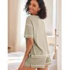 Ekouaer Women’s Waffle Knit Two Piece Lounge Set, Soft Matching Outfits for Daily Wear, Casual Shorts Set with Pocket(Moon Gray)