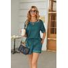 Ekouaer Women’s Waffle Knit Two Piece Lounge Set, Soft Matching Outfits for Daily Wear, Casual Shorts Set with Pocket(Peacock Blue)