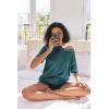 Ekouaer Women’s Waffle Knit Two Piece Lounge Set, Soft Matching Outfits for Daily Wear, Casual Shorts Set with Pocket(Peacock Blue)