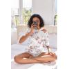 Ekouaer Women’s Waffle Knit Two Piece Lounge Set, Soft Matching Outfits for Daily Wear, Casual Shorts Set with Pocket(Pink Flowers)