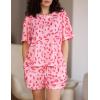 Ekouaer Women’s Waffle Knit Two Piece Lounge Set, Soft Matching Outfits for Daily Wear, Casual Shorts Set with Pocket(Pink Leopard Print)