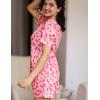 Ekouaer Women’s Waffle Knit Two Piece Lounge Set, Soft Matching Outfits for Daily Wear, Casual Shorts Set with Pocket(Pink Leopard Print)