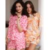 Ekouaer Women’s Waffle Knit Two Piece Lounge Set, Soft Matching Outfits for Daily Wear, Casual Shorts Set with Pocket(Pink Leopard Print)