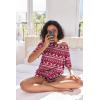 Ekouaer Women’s Waffle Knit Two Piece Lounge Set, Soft Matching Outfits for Daily Wear, Casual Shorts Set with Pocket(Red Elk)