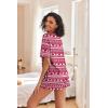 Ekouaer Women’s Waffle Knit Two Piece Lounge Set, Soft Matching Outfits for Daily Wear, Casual Shorts Set with Pocket(Red Elk)