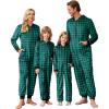 Ekouaer Christmas Onesie Matching Family Fleece Hooded One Piece Zipper Long Sleeve Pajamas with Pockets S-XXL Green Plaid XXL