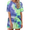 Ekouaer Cotton Pajamas Set for Womens Soft Short Sleeve Lounge Set Shorts Sleepwear Set 2 Piece Pjs Sets(Blue Tie Dye)