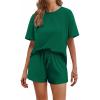 Ekouaer Cotton Pajamas Set for Womens Soft Short Sleeve Lounge Set Shorts Sleepwear Set 2 Piece Pjs Sets(Green)