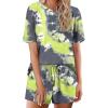 Ekouaer Cotton Pajamas Set for Womens Soft Short Sleeve Lounge Set Shorts Sleepwear Set 2 Piece Pjs Sets(Green Tie Dye)