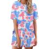 Ekouaer Cotton Pajamas Set for Womens Soft Short Sleeve Lounge Set Shorts Sleepwear Set 2 Piece Pjs Sets(Pink Tie Dye)