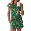 Ekouaer Cotton Pajamas for Women Set 2 Piece Cap Sleeve Pjs Shorts Set Lounge Sets Sleepwear S-XXL(Green Christmas Pattern)