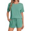 Ekouaer Pajama Set for Women Viscose from Bamboo Short Sleeve Tops and Shorts Set 2 Piece Lounge Set(Green)