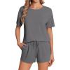 Ekouaer Pajama Set for Women Viscose from Bamboo Short Sleeve Tops and Shorts Set 2 Piece Lounge Set(Grey)