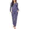 Ekouaer Womens Jogger Pajama Sets Long Sleeve Sleepwear Round Neck Nightwear Soft Pjs Lounge Sets with Pockets(Purple Leopard)