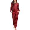 Ekouaer Womens Jogger Pajama Sets Long Sleeve Sleepwear Round Neck Nightwear Soft Pjs Lounge Sets with Pockets(Red Plaid)