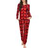 Ekouaer Womens Jogger Pajama Sets Long Sleeve Sleepwear Round Neck Nightwear Soft Pjs Lounge Sets with Pockets(Red Plaid Snowflake)