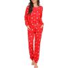 Ekouaer Womens Jogger Pajama Sets Long Sleeve Sleepwear Round Neck Nightwear Soft Pjs Lounge Sets with Pockets(Red White Star)