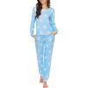 Ekouaer Womens Jogger Pajama Sets Long Sleeve Sleepwear Round Neck Nightwear Soft Pjs Lounge Sets with Pockets(Sky Blue White Star)