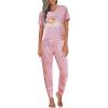 Ekouaer Womens Pajamas Set 2 Piece Lounge Pj Set Short Sleeve Sleepwear Tops with Joggers Pants Loungewear Print Nightwear(Blue Teddy)
