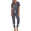 Ekouaer Womens Pajamas Set 2 Piece Lounge Pj Set Short Sleeve Sleepwear Tops with Joggers Pants Loungewear Print Nightwear(Deep Grey)