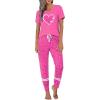Ekouaer Womens Pajamas Set 2 Piece Lounge Pj Set Short Sleeve Sleepwear Tops with Joggers Pants Loungewear Print Nightwear(Hot Leopard Print)