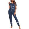 Ekouaer Womens Pajamas Set 2 Piece Lounge Pj Set Short Sleeve Sleepwear Tops with Joggers Pants Loungewear Print Nightwear(Navy)