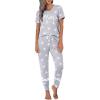 Ekouaer Womens Pajamas Set 2 Piece Lounge Pj Set Short Sleeve Sleepwear Tops with Joggers Pants Loungewear Print Nightwear(Pattern4)