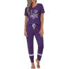 Ekouaer Womens Pajamas Set 2 Piece Lounge Pj Set Short Sleeve Sleepwear Tops with Joggers Pants Loungewear Print Nightwear(Purple)