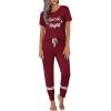 Ekouaer Womens Pajamas Set 2 Piece Lounge Pj Set Short Sleeve Sleepwear Tops with Joggers Pants Loungewear Print Nightwear(Wine Red)
