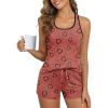 Ekouaer Womens Tank Top Pajama Set Comfy Sleeveless Sleepwear Racerback Cami and Shorts Pjs 2 Piece Summer Loungewear(Red Heart)